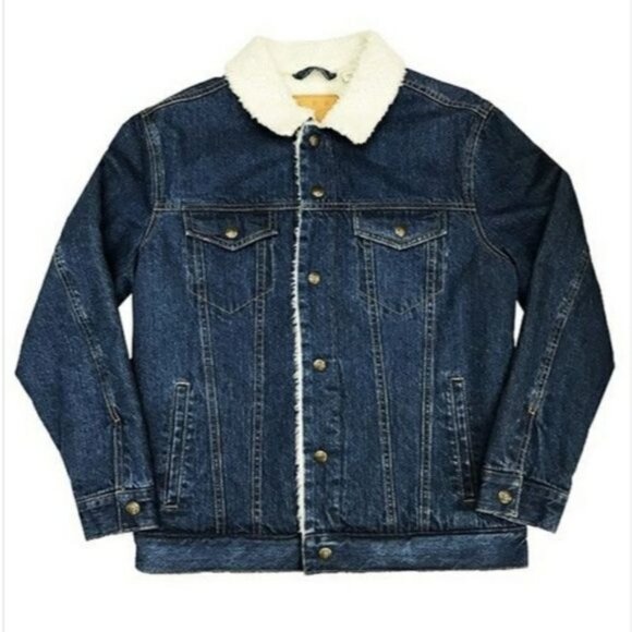 CPK denim sherpa lined, insulated trucker jacket, dark blue, size M - Picture 1 of 8